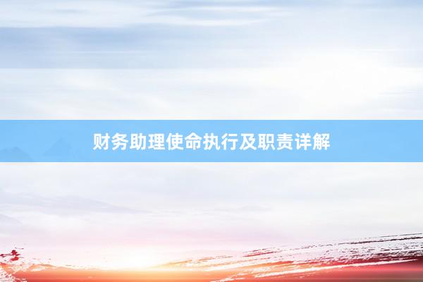 财务助理使命执行及职责详解